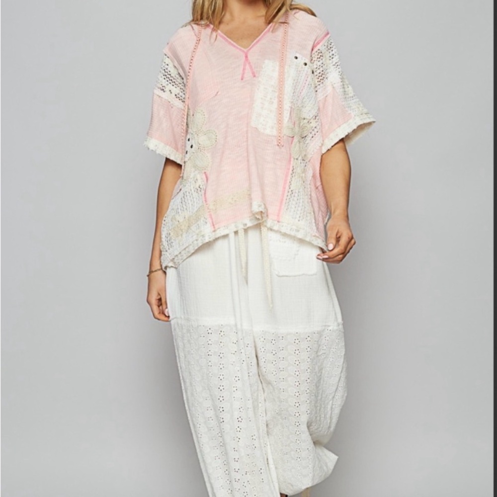 ✨ NWT POL Boho Lace Patchwork Oversized Hoodie Si… - image 5